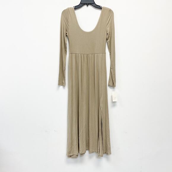 A New Day Women's Long Sleeve Knit Ballet Maxi Dress Tan Size Medium - Picture 2 of 6